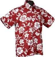 Classic Red Hibiscus Hawaiian Shirt- Made in USA- 100% Cotton